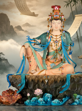 台湾纯铜水月观音佛像观世音菩萨