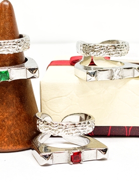 原创钛钢不掉色方圆叠层个性小众时尚戒指