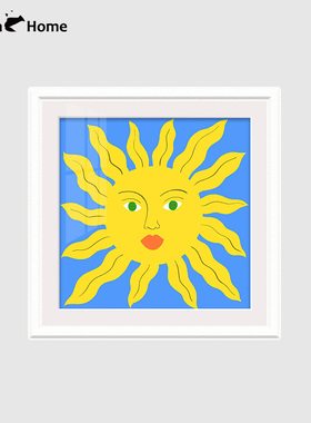 艺术插画装饰画黄色太阳小众挂画
