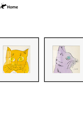 【画芯】安迪手绘可爱动物猫装饰画小众复古黄色挂画儿童卧室摆画