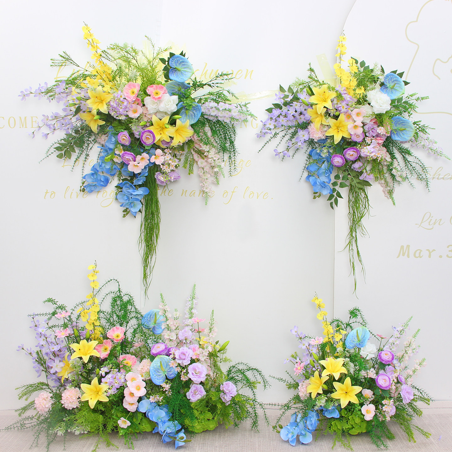莫奈花园风地排花挂花婚礼假花