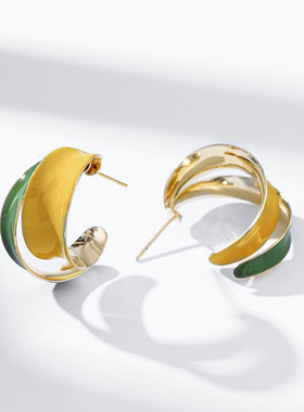 925银ins潮流小众耳钉女2025年新款韩国气质网红春夏耳环设计感