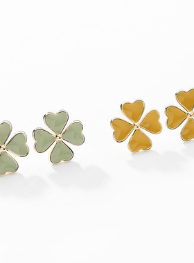 2025新款四叶草耳钉925银日韩时尚耳环优雅少女心ins网红耳饰潮