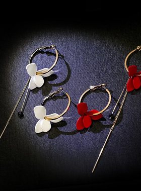 不对称耳环女925银时尚个性长款耳坠一长一短耳饰