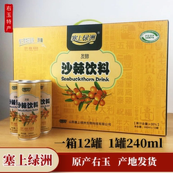 山西右玉特产 塞上绿洲沙棘汁 易拉罐发酵沙棘饮品 240ml*12瓶