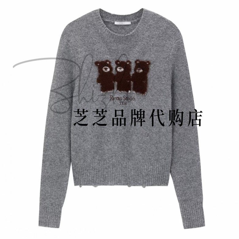 RL90601297原1099双皇冠专柜正品2025冬圆领小熊针织毛衫上衣