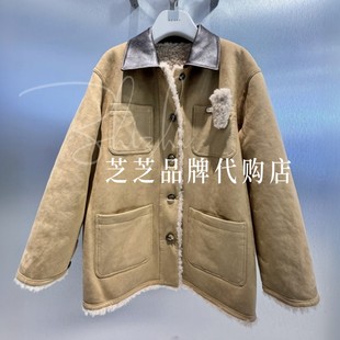 RL90110077原3299双皇冠专柜正品2025冬巴恩风双面穿皮领外套