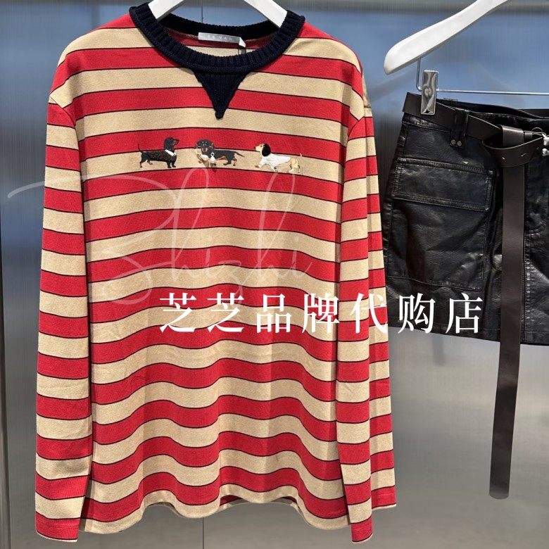 RL90801108原899双皇冠专柜正品2025冬休闲条纹动物印花上衣