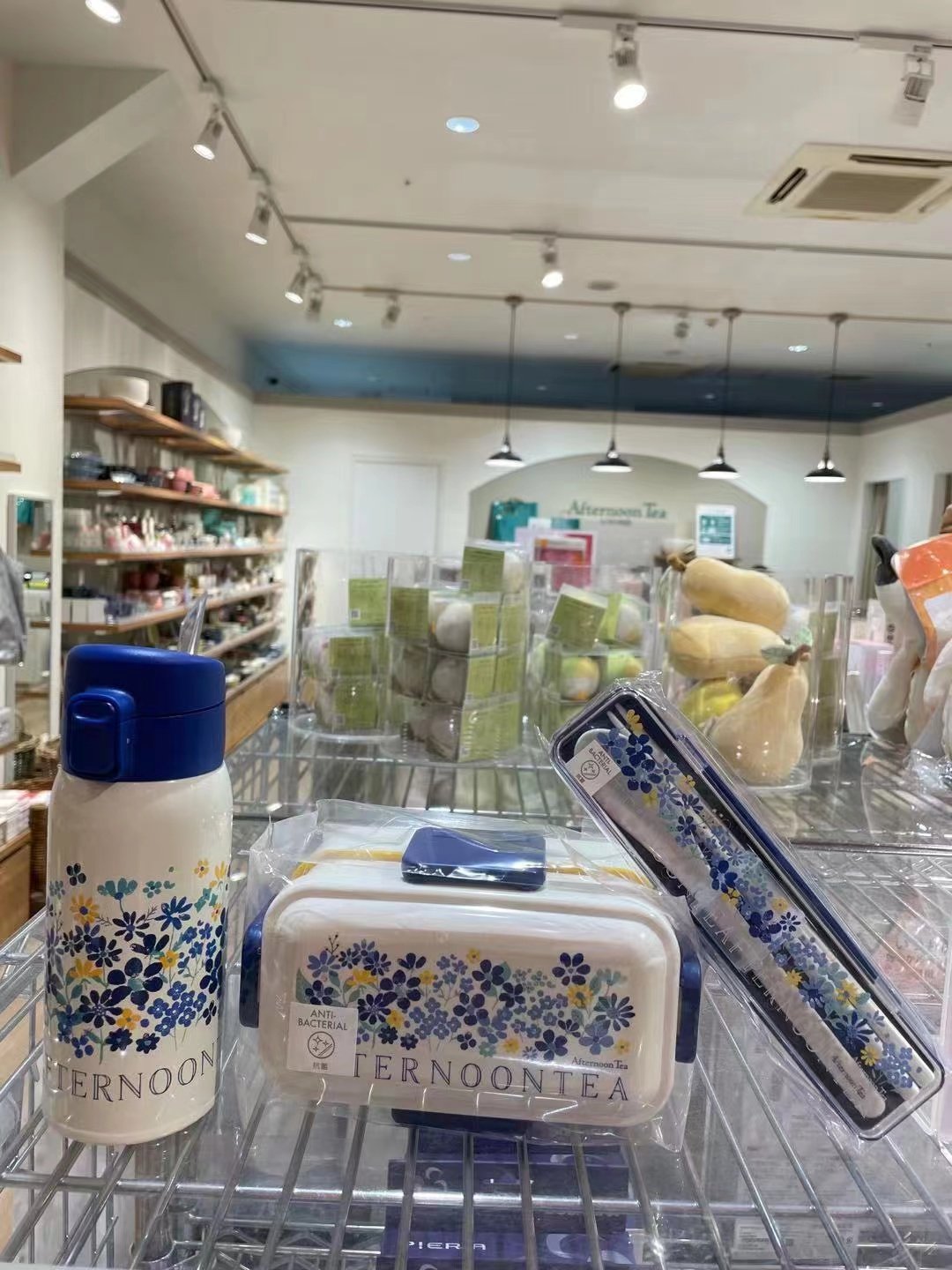 现货日本本土afternoontea日式便当午餐套装保温杯筷子勺子便携