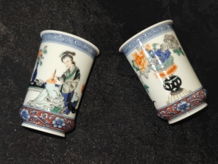 古阅和风红叶题诗杯手握杯景德镇手工手绘主人杯