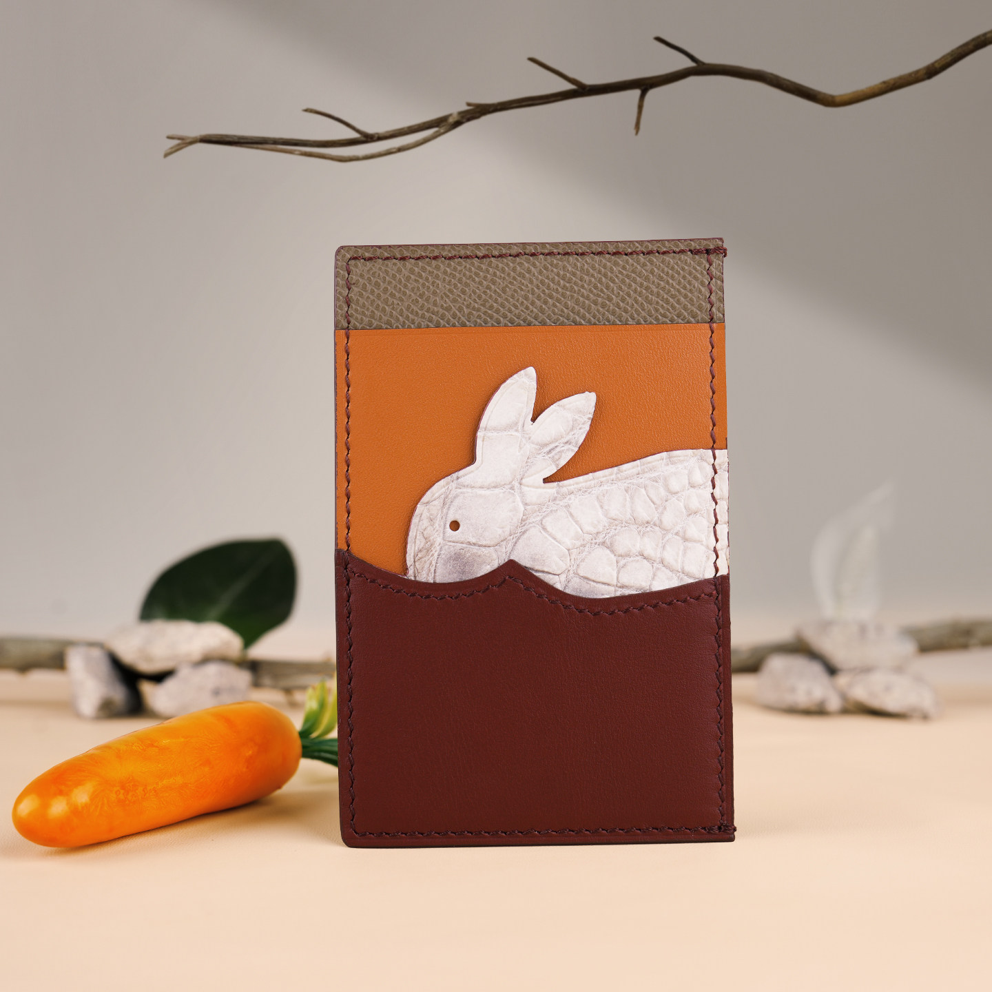 鳄鱼皮卡包手工缝线超薄信用卡夹兔子卡包女真皮驾驶证套生日礼物