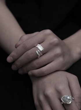 seedingyj上新原创设计开口925纯银饰哑光戒指情侣戒指可调节