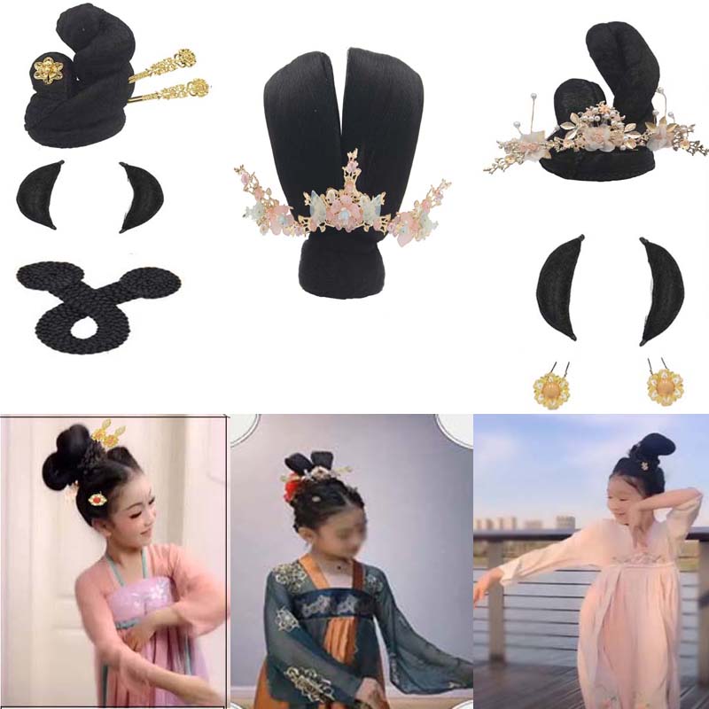 儿童丽人行头饰古典舞汉服假发图片