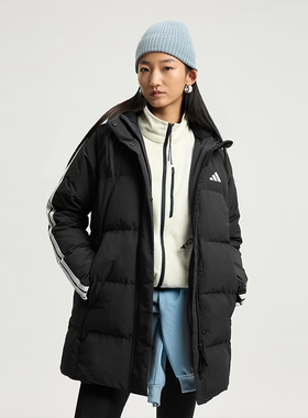 优购adidas阿迪达斯女子运动训练保暖连帽中长款羽绒服外套KC2486