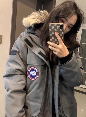 鹅绒羽绒服女2024新款冬工装中长款东北加厚派克服冲锋衣男学生装