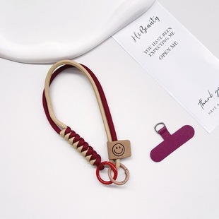 英伦风撞色编织手机挂绳短款 手提潮INS手机壳手腕绳公仔箱包挂件