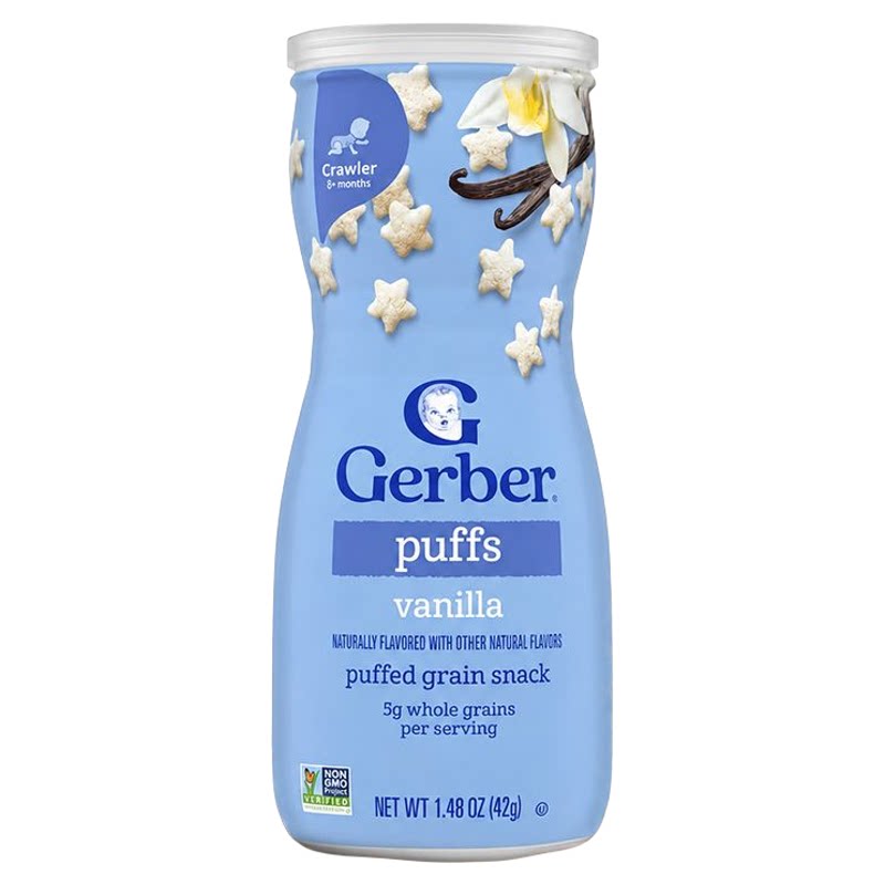 Gerber嘉宝 香草味星星饼42g宝宝8月+营养健康饼干入口易溶易吞咽
