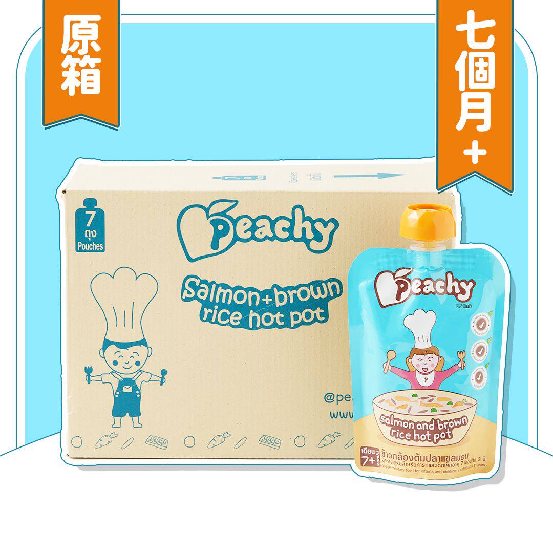 PEACHY 香港进口原箱七件优惠装营养唧唧装三文鱼糙米果蓉泥125克