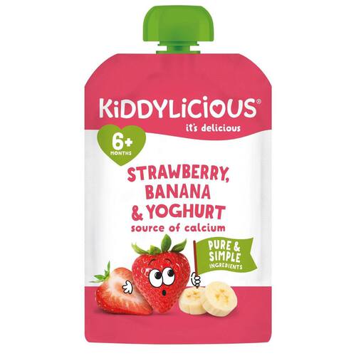 KIDDYLICIOUS士多啤梨香蕉乳酪100g宝宝辅食6月+婴儿果蔬小食进口