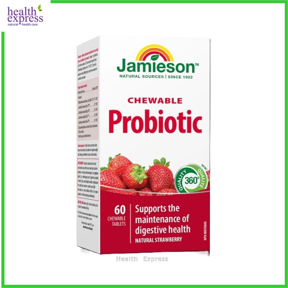Jamieson - 益生菌咀嚼片20亿CFU60粒装士多啤梨乳酪味