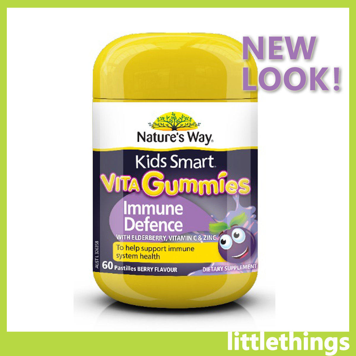 进口Nature'sWay儿童黑接骨木咀嚼软糖60粒维生素C营养保健营养品