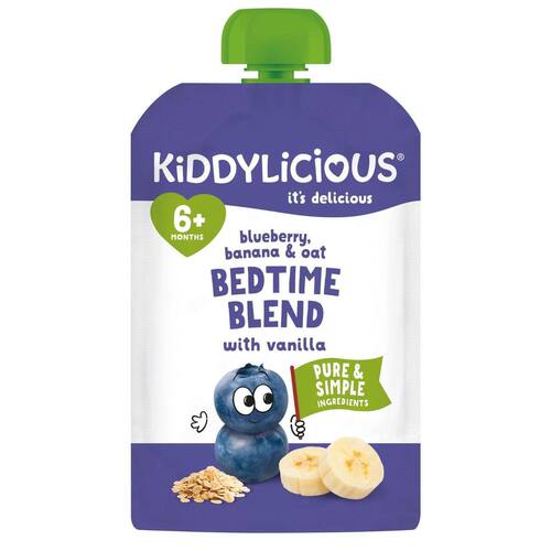 KIDDYLICIOUS蓝莓香蕉燕麦睡前混合果蓉100g宝宝辅食6月+婴儿小食