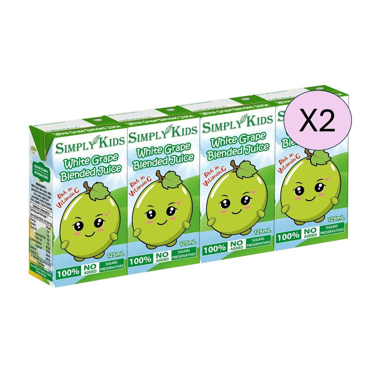 SIMPLYKIDS 白提子混合汁饮品4x125毫升孖装儿童果汁天然100%果汁