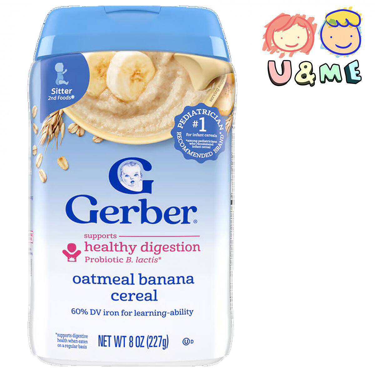 Gerber美国嘉宝益生菌燕麦片香蕉米糊227g健康消化营养早餐进口版