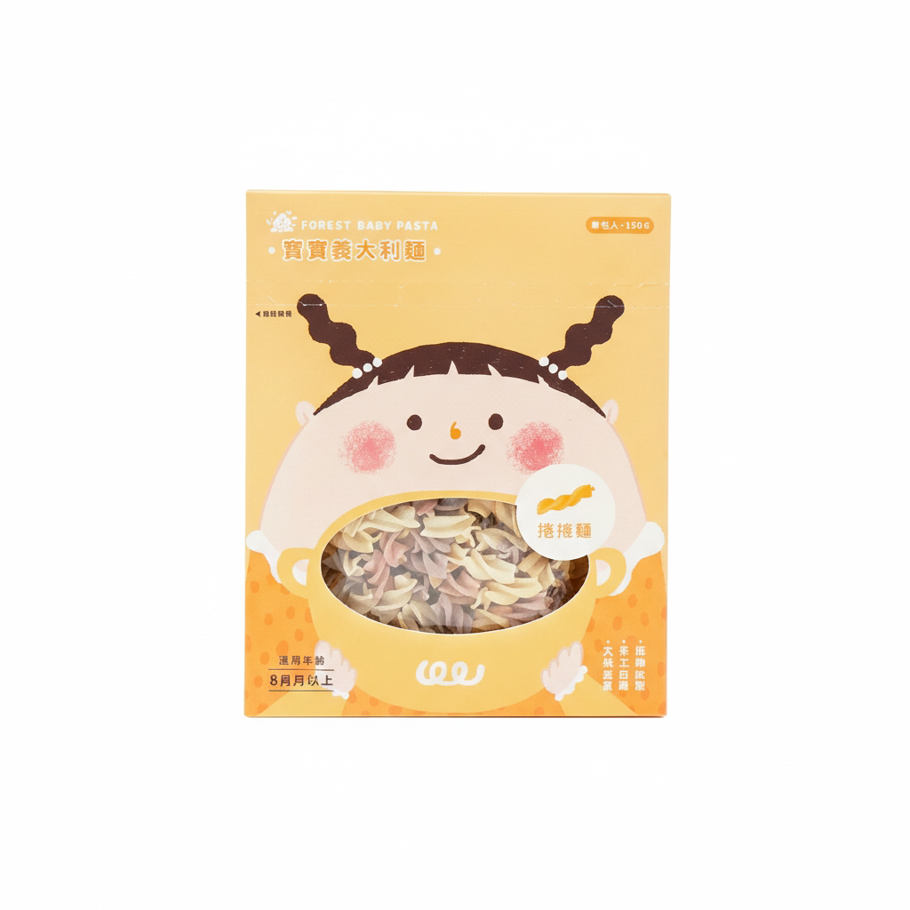 森林面食 宝宝8月+意大利面150克宝宝螺旋面卷卷面无盐蔬果面意面