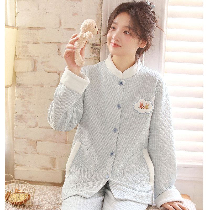 秋冬款女睡衣套装,舒适柔软保暖