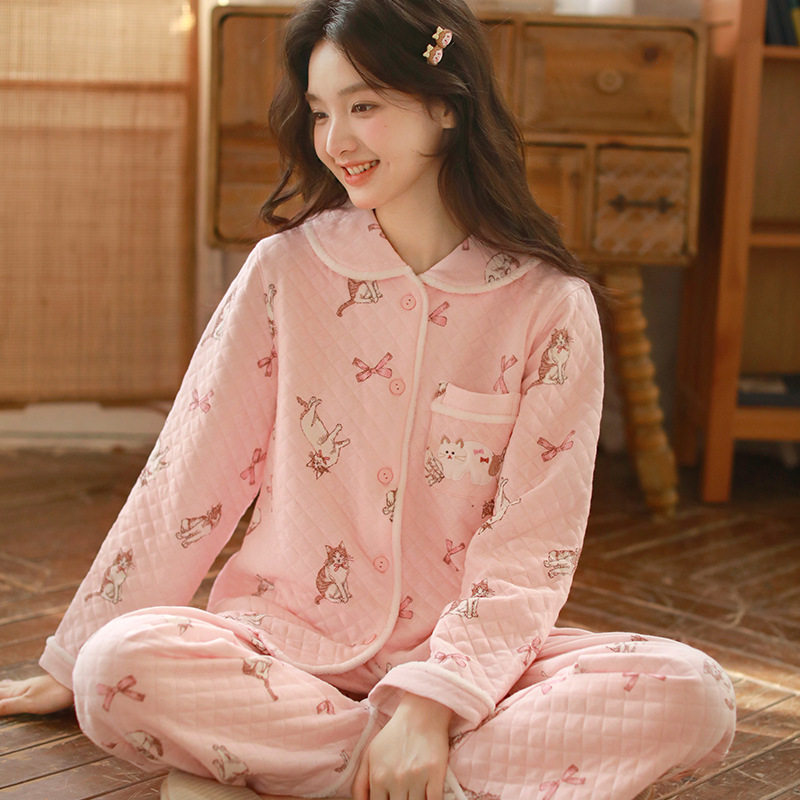 女款空气层家居服，舒适柔软保暖