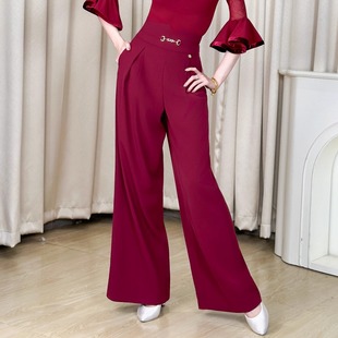 子阔脚裤 摩登舞蹈交谊舞裤 M920 女高腰跳舞国标舞跳舞裤 丹珍舞裤