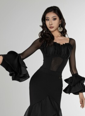 丹珍舞服摩登舞新品交谊舞双人舞广场舞国标练功服上衣春夏款M97