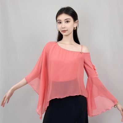 丹珍舞服摩登舞春夏新品交谊舞双人舞广场舞国标练功服上衣M611