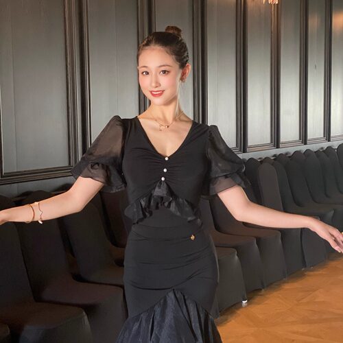 丹珍舞服摩登舞蹈练功服国标舞交谊舞双人舞新品专业雪纺上衣M18
