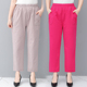 薄款 纯棉中老年女裤 子宽松老人妈妈裤 夏季 九分裤 松紧高腰全棉裤