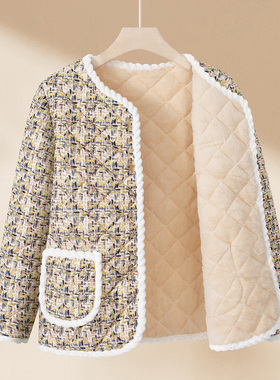 妈妈女装秋冬2025新款保暖加厚棉衣服减龄装小香风花棉袄加绒外套