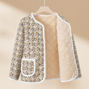 小香风花棉袄加绒外套 保暖加厚棉衣服减龄装 妈妈女装 秋冬2025新款