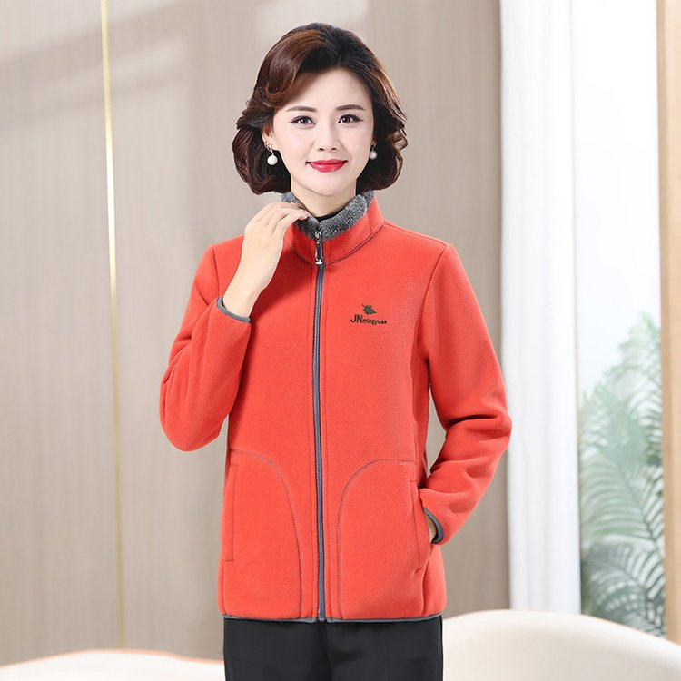 中老年短款保暖棉服外套妈妈装棉衣女冬装加绒加厚夹棉颗粒绒棉袄