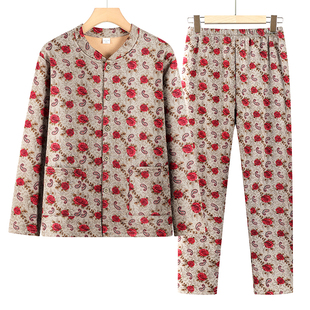 碎花加绒加厚女 保暖内衣套装 中老年奶奶秋冬秋衣秋裤 两件套妈妈装