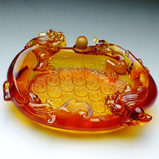 琉璃聚宝盆摆件招财聚财水晶搬家适合送的新房子乔迁礼物寓意好