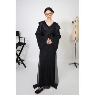 beauty」黑色拼接堆叠连衣裙「夜宴图」 over TUYUE涂月 「Brains