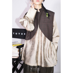 beauty」暗格纹短款 over 背心马甲「马赛尔」 「Brains TUYUE涂月
