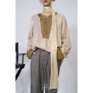 亚麻拼接衬衫 TUYUE涂月 beauty」新中式 over 「假期」 「Brains