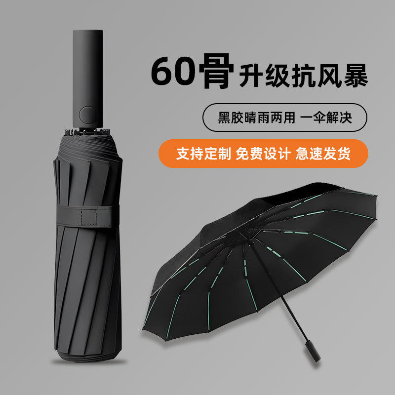 雨伞60骨自动大号森系女学生折双头伞