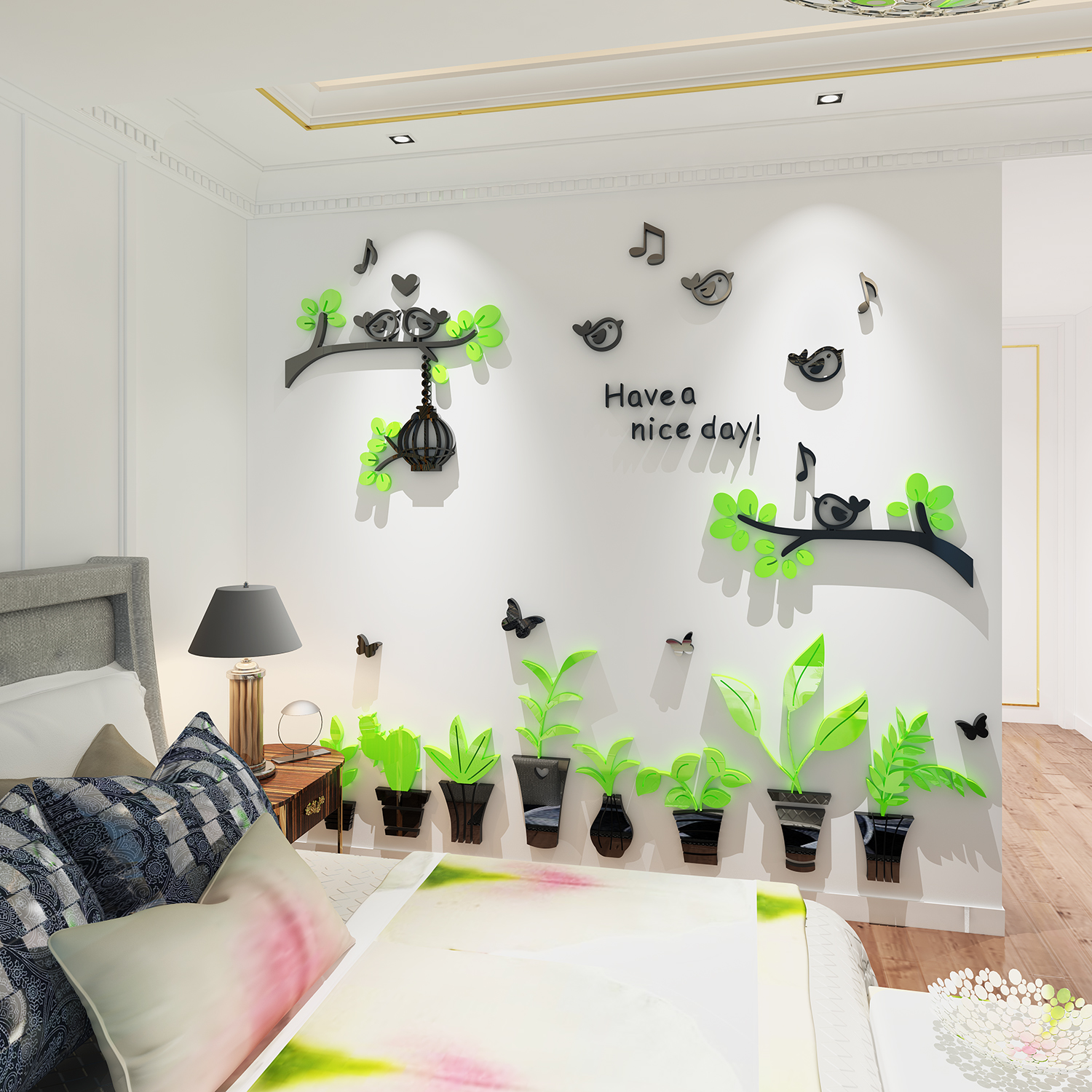 亚克力3d立体墙贴装饰客厅沙发电视背景墙面贴画自粘创意贴纸布置图片