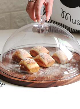 精品木屋亚克力有机玻璃蛋糕展示盘面包试吃盘带盖甜品台托盘