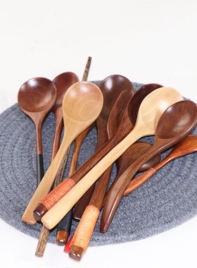植物漆原木木勺 创意环保勺原木小勺叉缠线 实木餐具