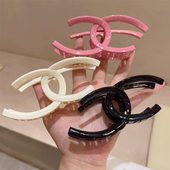 简约纯色个性 时尚 X型少女风玫粉色抓夹香风黑白慵懒盘发夹鲨鱼夹