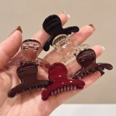 优雅气质黑色茶色刘海夹 法式 高级感时尚 简约百搭光泽感小抓夹韩版